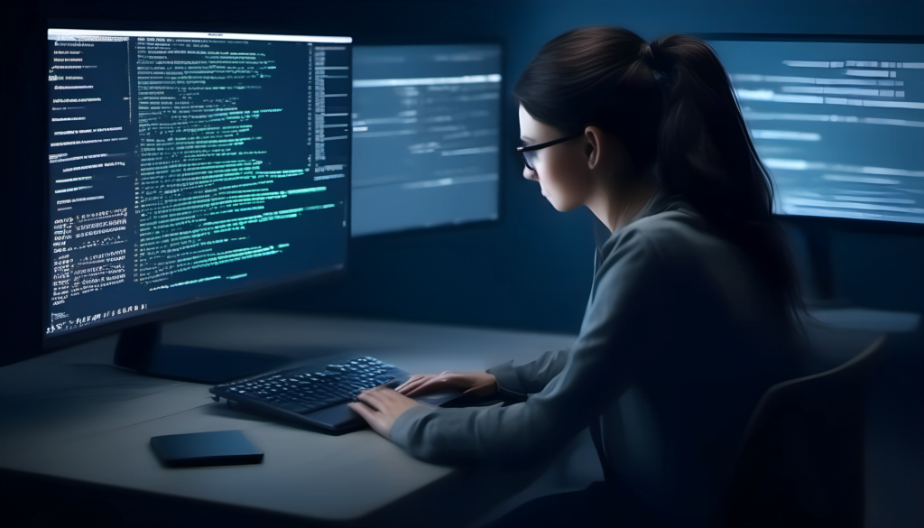 A-lady-is-sitting-in-front-of-laptop-and-doing-coding-using-programming-language-java