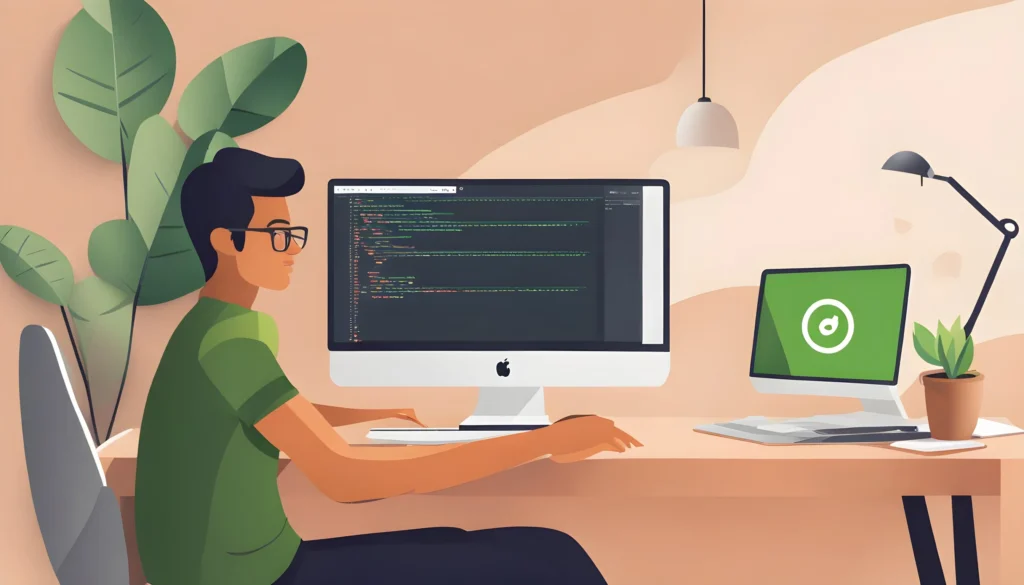 A-computer-programmer-is-doing-coding-using-Spring-Boot-